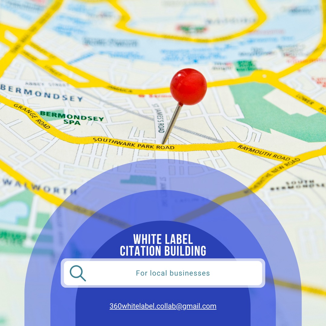 Smartphone displaying a Google Maps business listing for white label citation building and local SEO.